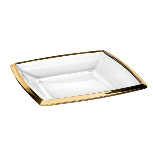 LVH Gold Rim Square Serving Tray 11\ 11\ Diameter 
1.3\ Height

Care:  Hand wash Recommended
